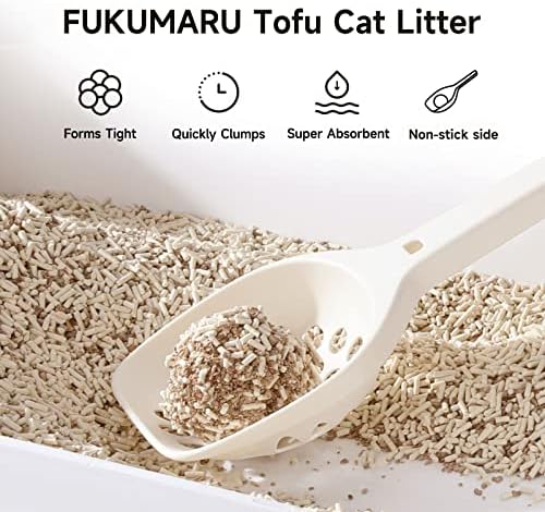 FUKUMARU Tofu Cat Litter, 12 LBS Clumping Cat Litter, Dust Free, Natural, Unscented, Flushable, Lightweight, Low Tracking, Mixed Apple Wood, 24/7 Odor Control, 6lb x 2bags