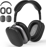Case Cover for AirPods Max Headphones,AHBTEYM Carbon Fiber Texture TPU Ear Cups Cover/Ear Pads Case Cover/Headband Cover for Apple AirPod Max,Accessories Silicone Protector Cover(Matte Black)