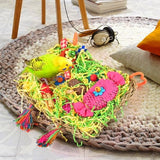 KATUMO Bird Toys, Parakeet Toys Large-Sized Grass Mat with Various Colorful Parrot Foraging Shredder Hanging Toys Conure Climb Hammock Toys for Birds