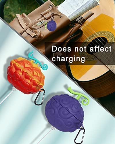 [2Pack] Fruit Cover for AirPods Pro Case Cute 2019,3D Cartoon Silicone Protective Accessories Set Kit for Devil Fruit for AirPods Pro 1st Generation Case for Boy Girl(Purple&Red Yellow Devil Fruit
