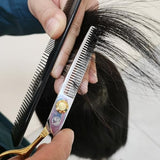 Hair Cutting Scissors Kit, Hair Scissors Professional Stainless Steel Haircut Scissors with Hair Shears, Thinning Shears, Haircut Accessories in Leather Case for Barber/Home 12PCS Gold Silver