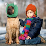Quiet Ears for Dogs, Dog Ear Muffs Noise Protection Knitted Dog Hats Pet Ears Warm Dog Ear Cover Winter Hat Dog Snood Head Wrap Bunny Costume for Medium to Large Dogs Cats Pets (Green)