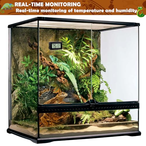 Reptile Thermometer and Humidity Gauge,4PCS Digital Adhesive Reptile Hydrometer Thermomete Tank Accessories,Reptile Terrarium Thermomete Pet Supplies for Snake,Bearded