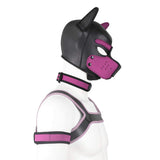 CelILucky Adults Neoprene Puppy Hood Custom Animal HeadMask Novelty Costume Dog Hood Mask,Collar,Armband andHarness Set (Pink)