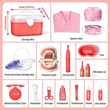 Dentist Kit for Kids with Pretend Teeth, Dental Accessories and Dress Up Costume - Kids Dentist Kit Play Set - Pretend Play Gift for Kids Toddlers Ages 3 4 5 6 Year Old for Role Play