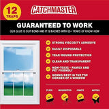 Catchmaster Window Fly Traps 12-Pack, Fruit Fly Traps for Indoors, Disposable Bulk Bug Catcher, Waterproof Insect Glue Trap, Adhesive Strips, Pet Safe Pest Control for Home, Kitchen, & Garage