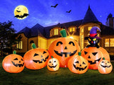 DomKom 8 FT Long Halloween Inflatable Decorations Pumpkin with Black Cat, Outdoor Holiday Decor Blow Up Halloween Yard Decor, LED Lights Inflatables Outdoor Garden Lawn Halloween Decor