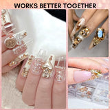 Makartt Champagne Nail Rhinestone with Gel Nail Glue for Gems 15ML Strong Adhesive Nail Rhinestone Glue Round & 3D Shape Flatback Nail Crystal Diamond for Nail Charm Accessories Jewels Decoration