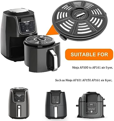 Air fryer Accessories for Ninja AF101 AF161 AF150 Air Fryer, 8.2'' Round Food Grade Air Fryer Grill Pan Grill Plate Crisper Plate Replacement Parts Tray Rack Compatible Ninja Foodie Pressure Cooker