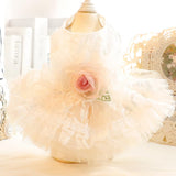 AZA Dog Wedding Dresses Retro for Small Dogs Skirt Lolita Puppy Clothes Rose Flowers Princess Costume Pet Girl Cat Cute Coat Outfits Summer Costumes (S,Rose)