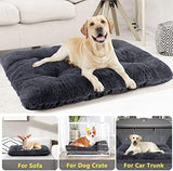 JOEJOY Large Dog Bed Crate Pad, Deluxe Plush Washable Dog Beds Fulffy Soft Kennel Pad Anti-Slip Pet Sleeping Mat for Large Medium Small Dogs, 35" x 21", Grey