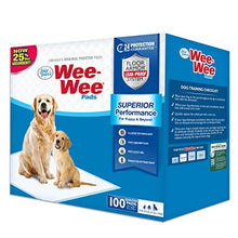 Load image into Gallery viewer, Four Paws Wee-Wee Superior Performance Unscented Pee Pads for Dogs &amp; Puppies, Quilted Leak-Proof Dog Housebreaking Potty Training Floor Protection, 22" x 23", 100 Count
