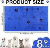 Chumia 8 Pcs Bulk Towels for Drying Dogs Cats Pet Towels Puppy Microfiber Quick Drying Dog Paw Bath Bathing Supplies Absorbent for Medium Pets(Dark Blue,40 x 24 Inch)