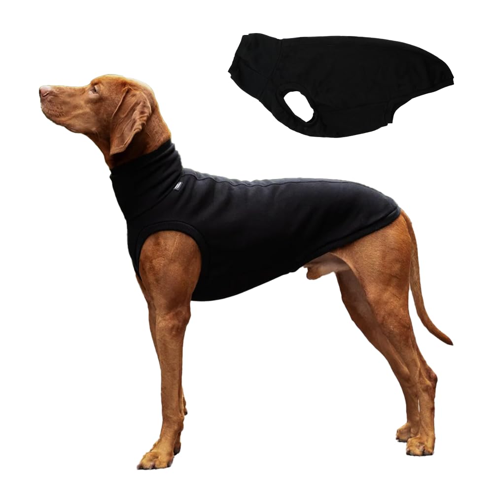 HowlyWoof Sweatshirt for Vizsla/Weimaraner/Poodle/Dalmatian/German Dog, Reflective Sleeveless Warm Cotton Clothes for Big Dogs (Black, XXX-Large(Chest 31''. back26''))