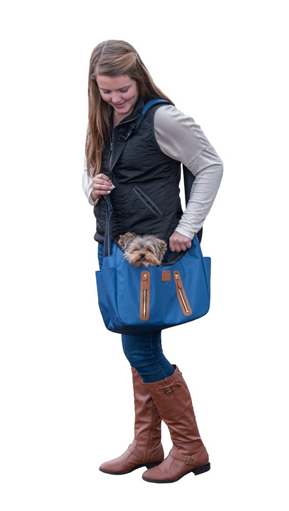 Pet Gear Tote/Sling Carrier for Cats/Dogs, Storage Pocket, Removable Washable Liner, Zippered Top and Mesh Windows, Navy, Sling