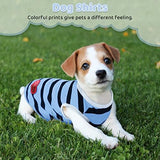Pet Dog Striped T-Shirt Dogs Cats Cotton Vest Spring Summer Pet Apparel Tee Shirt Suitable for Small and Medium Large Pets French Bulldog Bichon