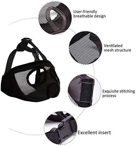 Short Snout Dog Muzzle- Adjustable Breathable Mesh Bulldog Muzzle for Biting Chewing Licking Grooming Dog Mask,Grey(Eyehole) S