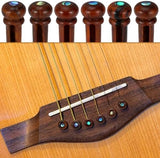 Blisstime 6pcs Rosewood Guitar Bridge Pins Inlaid Abalone Dot Acoustic Guitar Replacement Parts