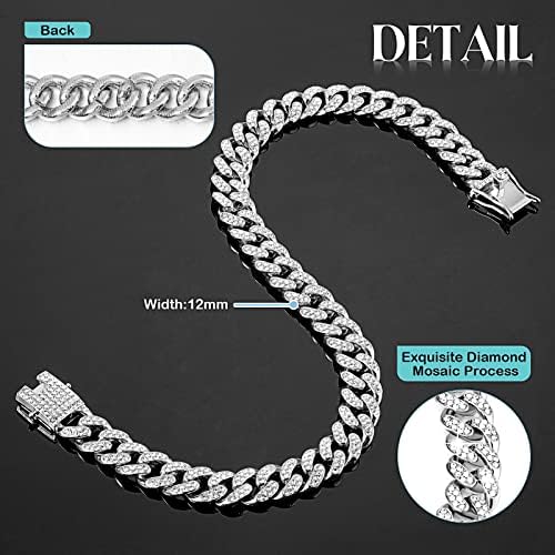 Tallew Dog Chain Diamond Collar Walking Metal Chain Necklace with Secure Buckle Pet Cuban Style Collar Jewelry Accessories for Small Medium Large Dog Cats(22 Inch,Silver)