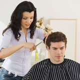 FEBSNOW Professional Hair Cutting Cape with Neck Duster Brush, FEBSNOW Salon Barber Cape, Hair Cutting Accessories (Black Stripe)