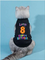 Custom Dog Birthday Shirt,Personalized Pet Apparel Print with Name Age Number,Pet Birthday Outfit,Lightweight Breathable Cotton Vest for Small Medium Large Dogs Cat (Pink, 7X-Large)