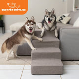 Best Pet Supplies Dog Stairs & Steps - Foam Steps for Small Dogs & Cats, Non-Slip Indoor Balanced Pet Step Support, Dog Ramp, No Assembly, Ash Gray Linen, 4-Step (18-inch Height)