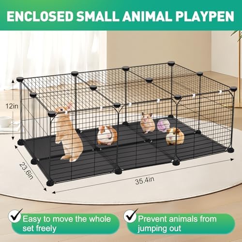22 Panels Pet Playpen, Small Animal Playpen with Doors and Top, C&C Cage for Guinea Pigs, Rabbit, Bunny, Hedgehogs, Chinchillas, Rabbit Play Pen Indoor Outdoor, Metal Wire Yard Fence