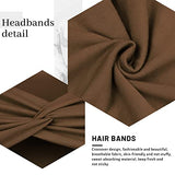 Wide Headbands for Women Knotted No Slip Head Bands Soft Turban Headband Hair Accessories Boho African Solid Color Head Wraps for Women Yoga Workout Pack of 6（Brown）