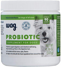 Load image into Gallery viewer, Amazon Brand - Wag Probiotic Supplement Daily Chews for Dogs, Supports Digestion and Gut Health, Natural Duck Flavor, 90 count

