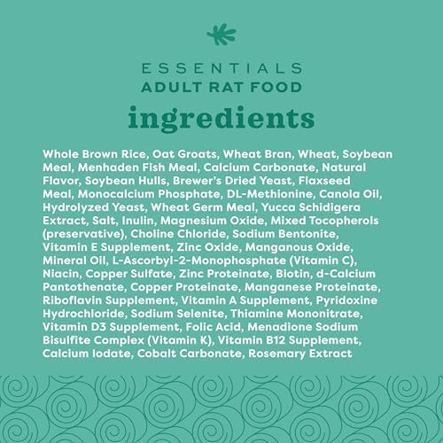 Oxbow Essentials Adult Rat Food - All Natural Adult Rat Food - Veterinarian Recommended- Made in the USA- Rich in Natural Vitamins & Minerals- No Artificial Ingredients- 20 lb.