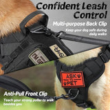 rabbitgoo Tactical Dog Harness for Large, Heavy Duty Pet Harness with Handle, No-Pull Service Vest Large Breed, Adjustable Military Dog Vest for Training Hunting Walking, Black, L