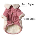 Vecomfy V-Collar Dog Coats for Medium Dogs Sweater Fleece Lining Warm Doggie Jacket for Cold Winter Pink L