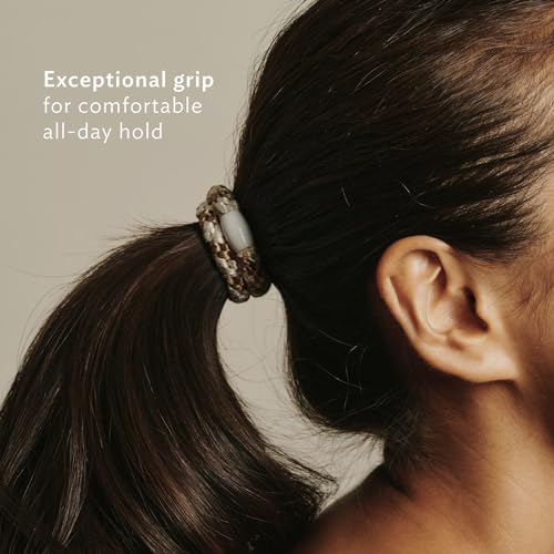 L. Erickson Grab & Go Pony Hair Ties - Espresso Brown - 8 Pack Grab and Go Ponytail Holders - Hair Ties No Damage - Brunette Dark Color Hair Bands Hair Accessories for Women