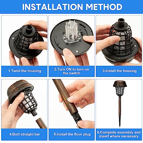 Qualirey 4 Pcs Solar Mosquito Zapper Outdoor Waterproof Solar Zapper Bug Outdoor Solar Powered Mosquito Killer Lamp Lighting Mosquito Repellent Lamp for Garden Yard Insect