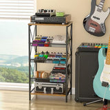 Guitar Pedal Organizer, 5 Tier Tuner Pedal Storage Shelf, Vintage Pedal Board Holder Stand, Freestanding Wooden Music Tuning Accessories Organization for Bass Guitar Ukulele Violin