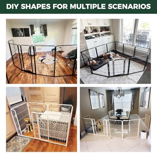 FXW Homeplus Indoor Dog Playpen - Stress-Free and Safe Play, 45 Inch 8 Panels for Puppy and Small Dogs, White│Patented