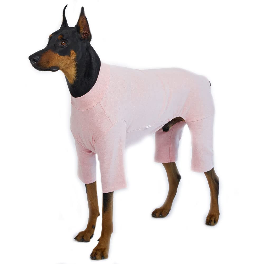 Lucky Petter Basic Dog Pajamas Pastel Durable and Elastic Dog Onesie Apparel Outfits Doggie Jammies (4X-Large, Pink)