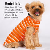 KYEESE 2Pack Waffle Dog Shirts for Small Dogs Stretchy Dog T-Shirts Lightweight Dog Tank Top Sleeveless Striped Dog Shirt Vest Breathable Cat Shirt, Large, Orange+Striped