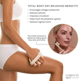 CSM Dry Brushing Body Brush Set- Natural Bristle Body Brush, Exfoliating Face Brush for Soft Skin: Kit contains 1 Dry Brush for Face + 1 Body Brush for Lymphatic Drainage, Cellulite, and Circulation