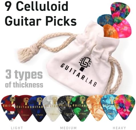 Guitar Accessories Kit by Guitar Lab – Premium Metal Tin with Guitar Strap, Capo, Tuner, Picks for Acoustic, Bass, Electric & Ukulele Guitars – Ideal Guitar Gifts for Men, Beginners, and Pros