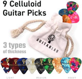 Guitar Accessories Kit by Guitar Lab – Premium Metal Tin with Guitar Strap, Capo, Tuner, Picks for Acoustic, Bass, Electric & Ukulele Guitars – Ideal Guitar Gifts for Men, Beginners, and Pros