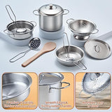 Pretend Play Accessories - 52pc Kids Kitchen Playset with Play Food, Stainless Steel Cookware, Toys Pots and Pans, Toddler Kitchen Set with Cuttable Toy Food - Boys and Girls Gift