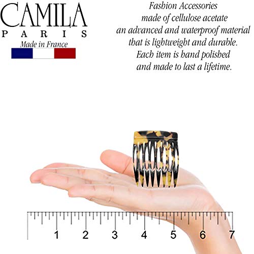 Camila Paris CP2008/2 French Hair Side Comb Handmade Small Tokyo French Twist Hair Combs Decorative, Strong Hold Hair Clips for Women Bun Chignon Up-Do Styling Girls Hair Accessories, Made in France