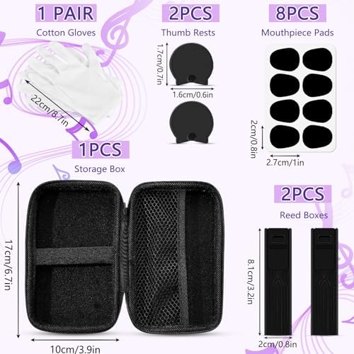 Boao 23 Pcs Clarinet Cleaning Kit All in One Accessories Set with Swab, Reeds, Cork Grease, and Thumb Rest Essential Care Kit for Clarinet Wind Instruments(Purple)