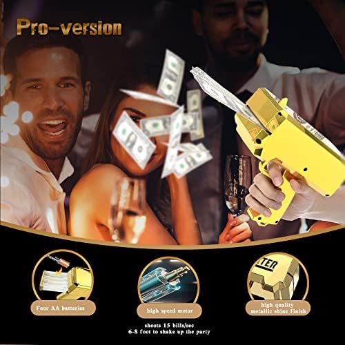 RUVINCE Money Gun Shooter Money Gun for Movies That Look Real, Prop Gun Make it Rain, Handheld Cash Gun for Game Movies Party