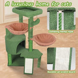 Wang Xin Three Layer Cat Tree with Cat Condo Scratch Pad and Two Hammocks,Green …