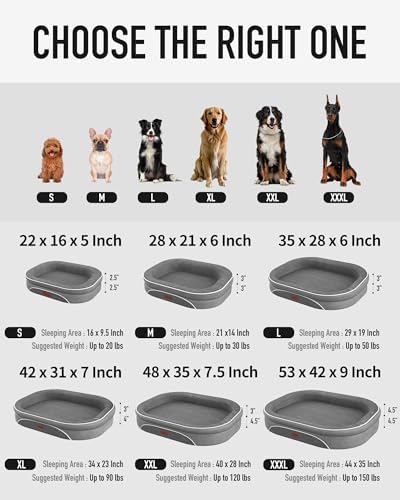 OhGeni Orthopedic Dog Bed Couch for Large Sized Pets with Egg Foam Support, Four-Sided Bolster Cushions, Soft Tear-Resistant Fabric, and Removable Machine Washable Plush Cover 35-Inch (Dark Blue)