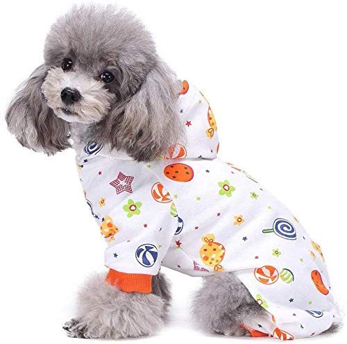 S-Lifeeling Dog Pajamas Costumes for Indoor Outdoor Turtleneck Love Pattern Comfortable Puppy Pajamas Soft Dog Jumpsuit Shirt Best Gift 100% Cotton Coat for Medium and Small Dog