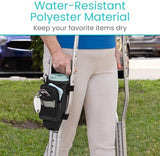 Vive Crutch Accessories Bag - Pouch for Crutches - Accessory Storage Carry Kit for Women, Men, Adults, Kids - Cup and Bottle Pocket Holder with Ergonomic Design (Black)