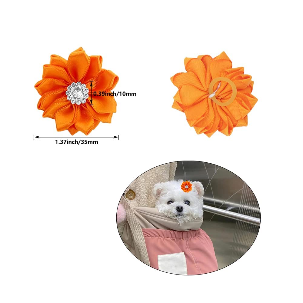 Petbuy 40Pcs Puppy Yorkie Dog Hair Bows Flower with Rubber Band,Pet Small Dog Girl Flower Christmas Hair Topknot Bowknot Hair Accessories Pet Grooming for Party Christmas Birthday